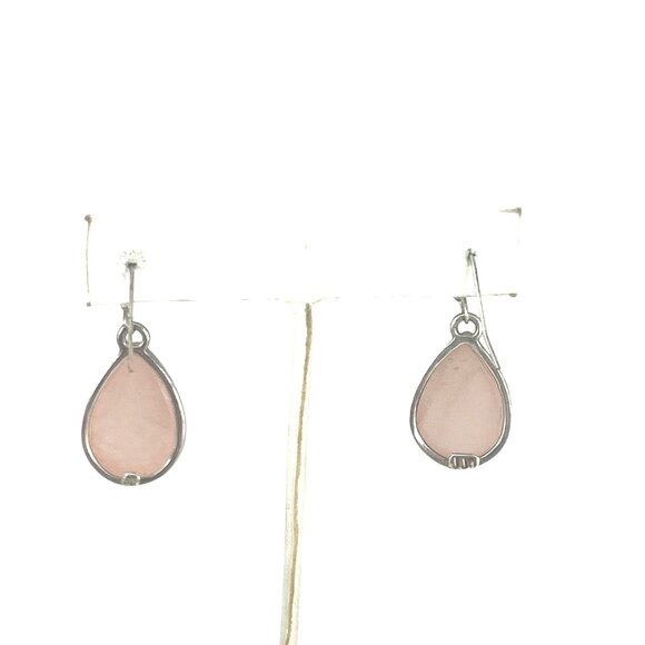 Rose Quartz Teardrop Sterling Silver Earrings Classic Gift For Her - Picture 5 of 6